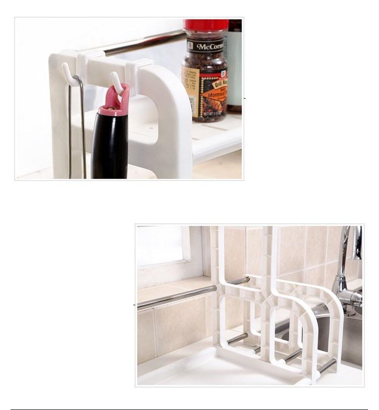 Kệ Đựng Gia Vị Nhà Bếp Bằng Nhựa 2 Tầng Nhỏ Gọn - Tiện Dụng Hình Chữ H Kèm Giá Để Thớt - Hàng Loại 1