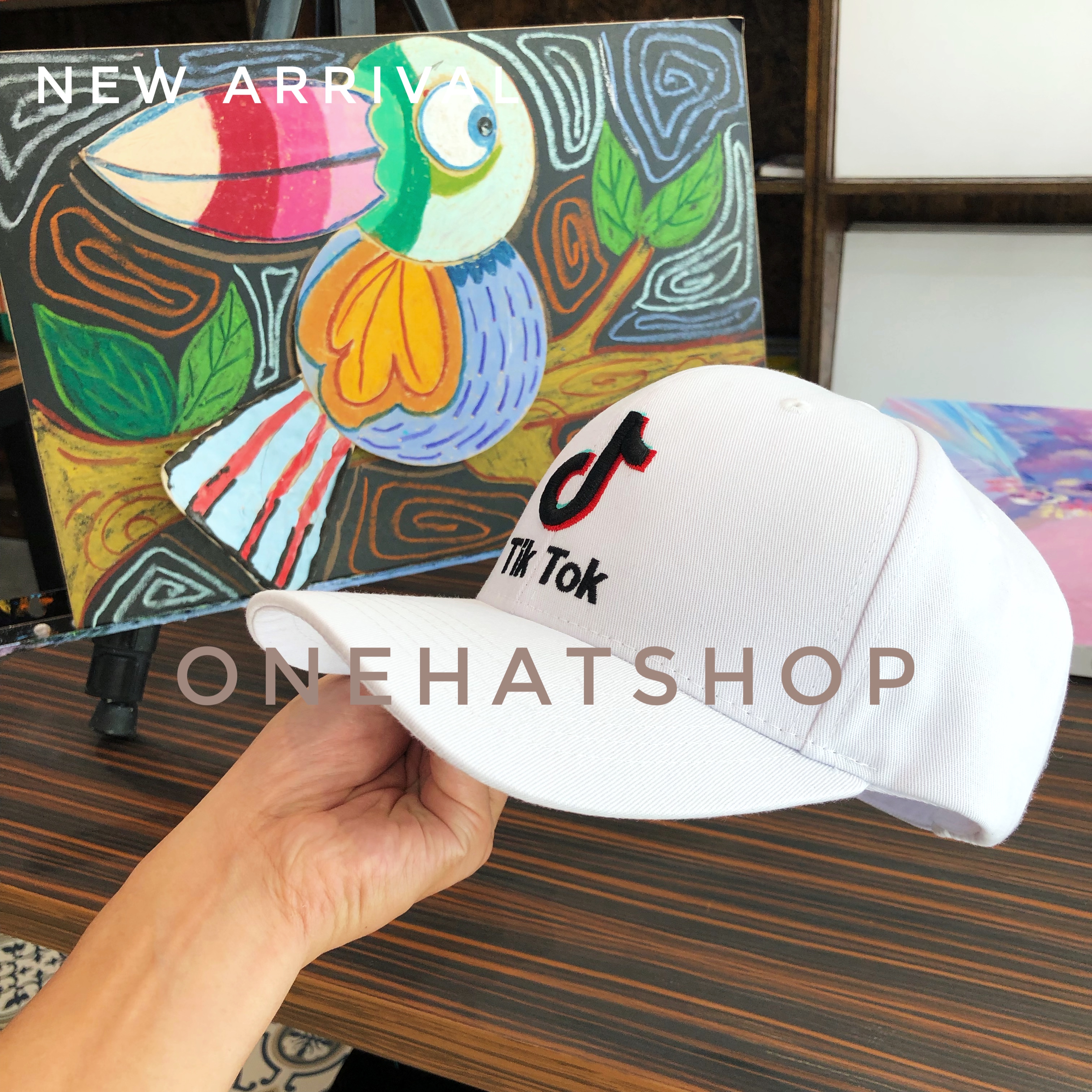 Nón Lưỡi Trai logo có chữ Tiktok vải trắng chất lượng cao brand One Hat