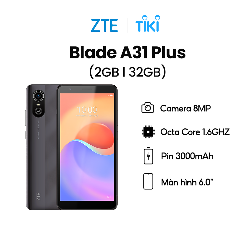 Điện Thoại ZTE Blade A31 Plus 2GB l 32GB - Hàng Chính Hãng
