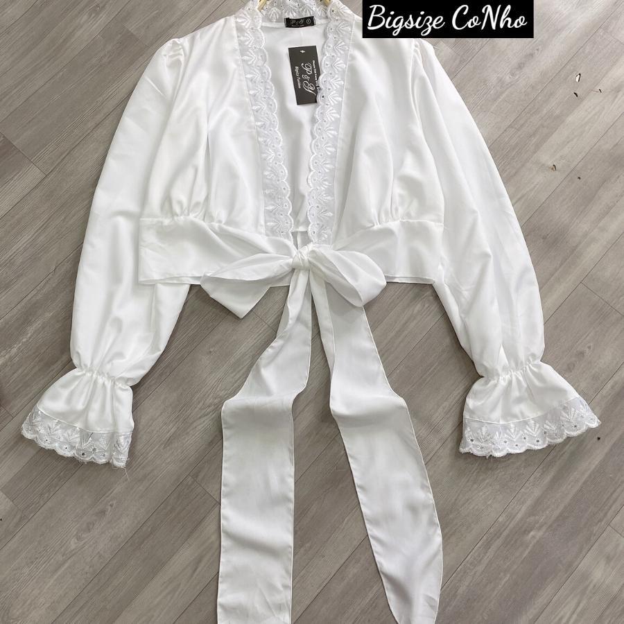 Áo somi croptop kiểu bigsize nữ cổ bèo cột dây nơ Chuppy SM02