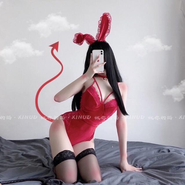 HÀNG SẴN- Set Cosplay thỏ nhung full phụ kiện - Kèm ảnh thật T144 GIAO HOẢ TỐC HCM