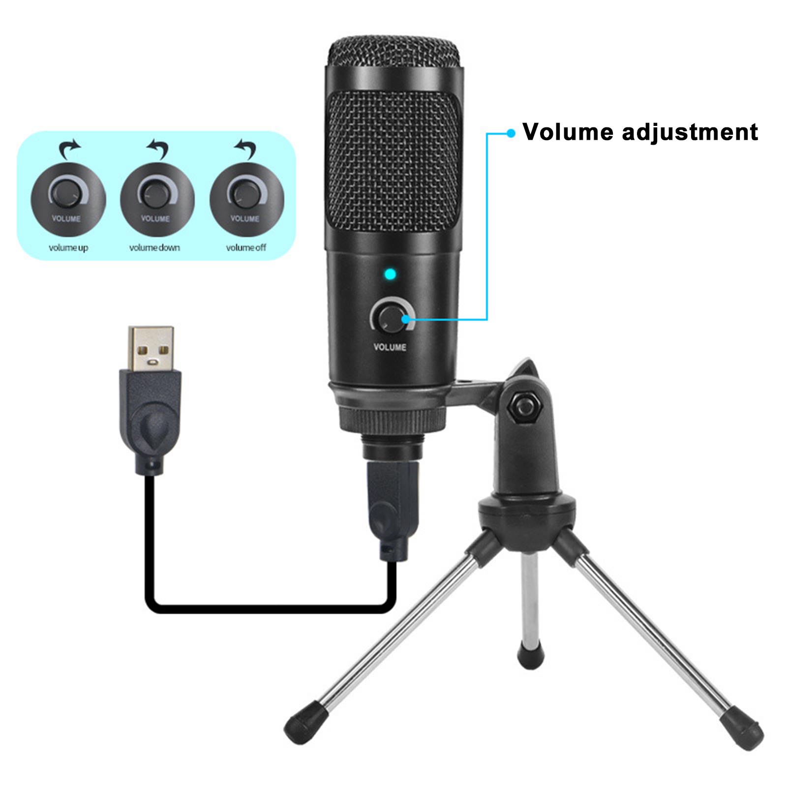 Micrô Kim Loại Ghi Âm USB Cho Máy Tính Xách Tay Cardioid Studio Có Chân Máy