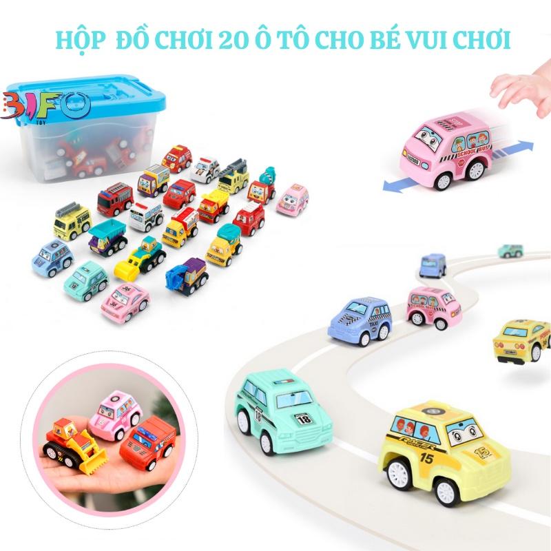 Bộ xe ô tô đồ chơi mini cho bé có dây cót chạy nhỏ nhắn xinh xắn tổng hợp rất nhiều loại xe khác nhau