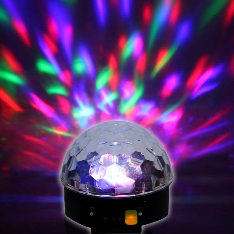 Đèn quả cầu xoay pha lê cảm biến nhạc - Đèn led quả cầu xoay nháy theo nhac mp3 có điều khiển kết nối Bluetooth