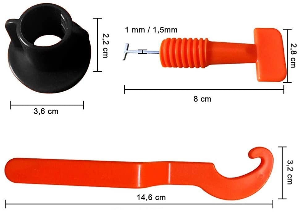 Ke Lát Gạch Dạng Vít Vặn Gói 50 Chiếc Kèm 01 Cờ Lê - Tái Sử Dụng Được - Mạch 1mm Và 1.5mm