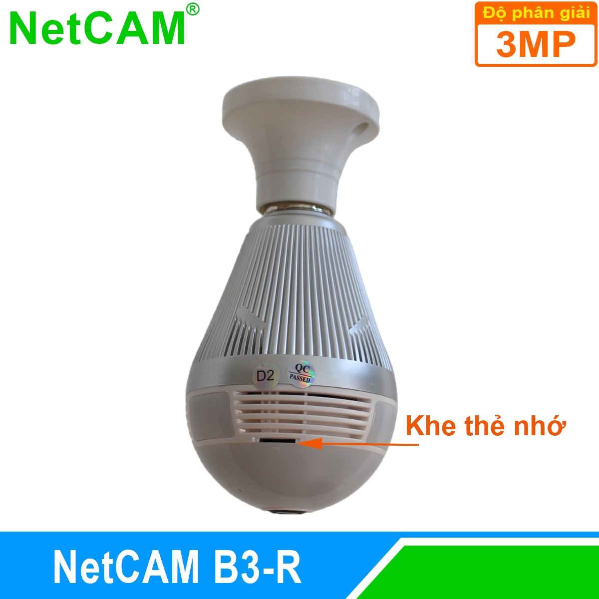 Camera IP WiFi Quan Sát Toàn Cảnh 360 độ NetCAM B3R, Độ phân giải 3.0MP - Hàng Chính Hãng