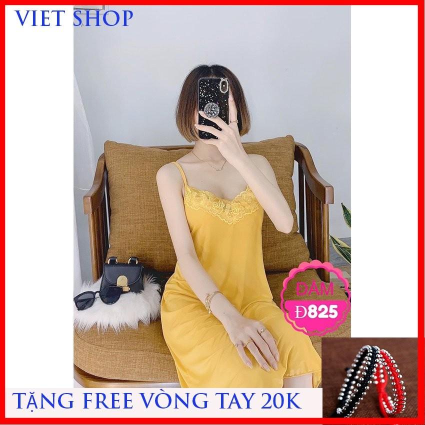 Đầm thun nữ [ +ĐƯỢC ĐỔI TRẢ + Tặng kèm vòng tay ] đầm ngủ dây thun lạnh co dãn , free size 42KG -