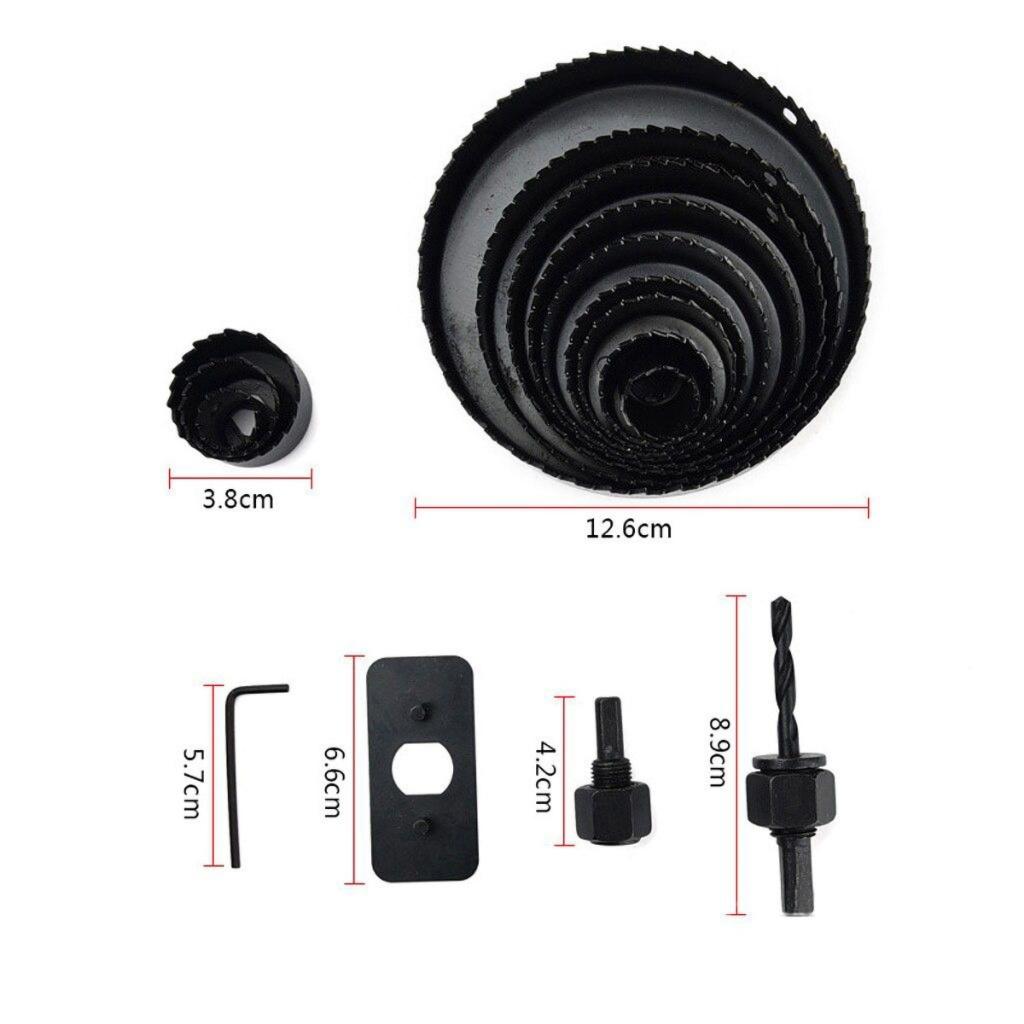 Mũi Khoan Khoét Lỗ Tròn Thạch Cao, gỗ 13 size vành khoét 19, 22, 25, 28, 32, 38, 44, 54, 64, 76, 89, 102, 127mm