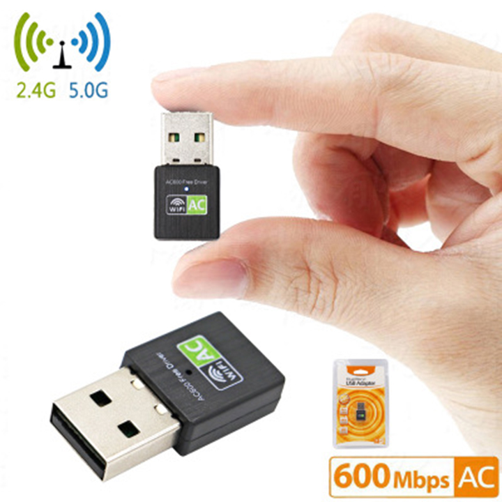 USB thu sóng wifi băng tần kép 2.4G / 5G 802.11AC 600Mbps, repeater 5G, phiên bản nâng cấp tốc độ cao