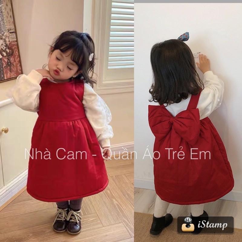 Set Yếm Nơ Mix Áo Trắng Tay Bồng Xinh Xắn Cho Bé - Nhà Cam