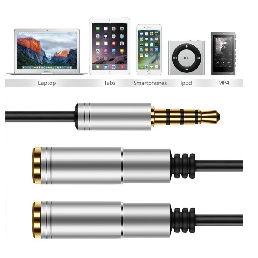Cáp chia 2 cổng Audio 3.5mm 1 đầu đực ra 2 đầu cái 20cm AV123 10532 Cáp chia Jack 3,5mm dương ra 2 đầu âm 3,5mm Cáp âm thanh 3.5Mm Màu dài Av141-30618 – Hàng Nhập Khẩu