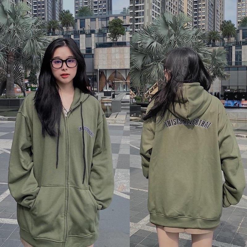 Áo Khoác nỉ This xanh rêu unisex ảnh thật SSSTore