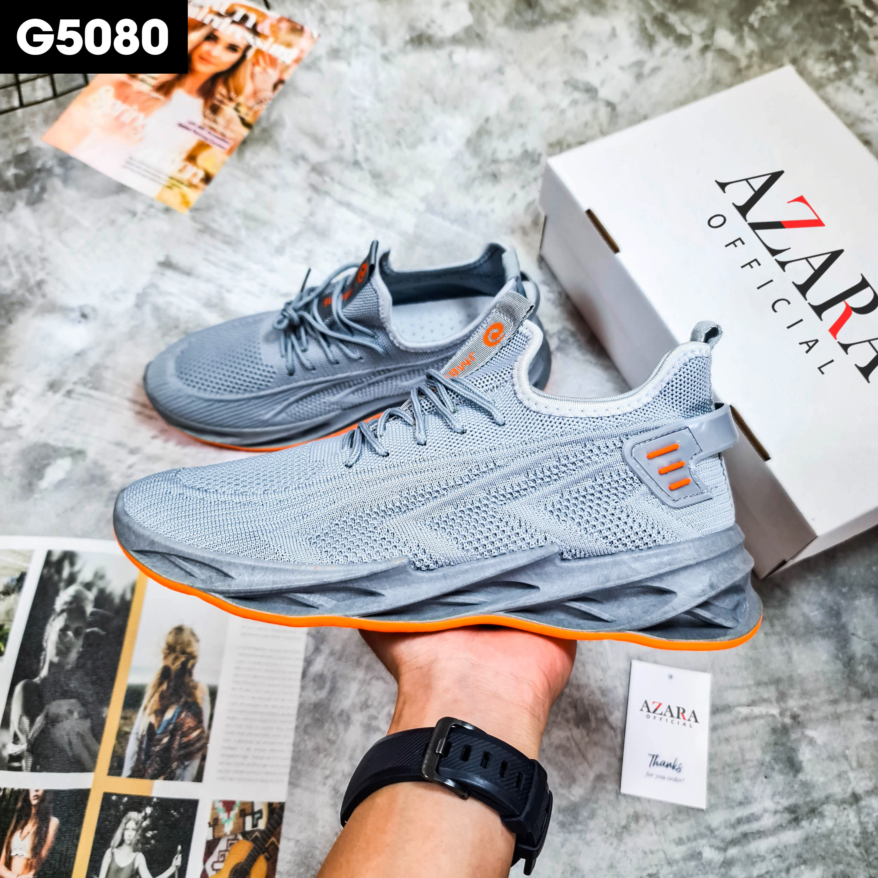 Giày Thể Thao Nam AZARA - Giày Sneaker Màu Đen -  Xanh Đen - Xám, Đế Êm, Chống Trơn Trượt, Ôm chân - G5075