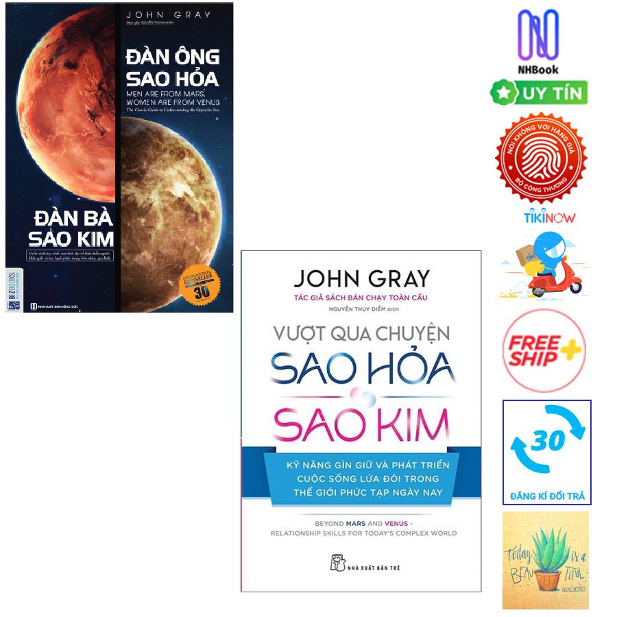 Combo John Gray:  Vượt Qua Chuyện Sao Hỏa, Sao Kim Và Đàn Ông Sao Hỏa Đàn Bà Sao Kim( Tặng kèm sổ tay)