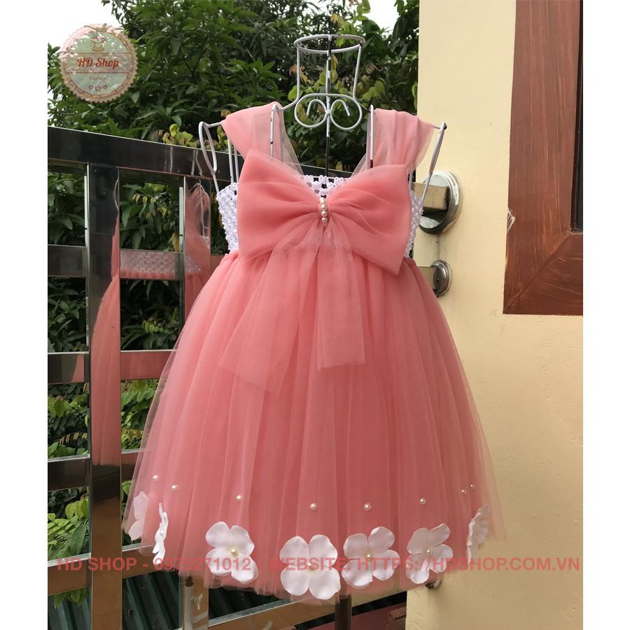 Váy bé gái ️️ Váy tutu hồng cam thân to cho bé