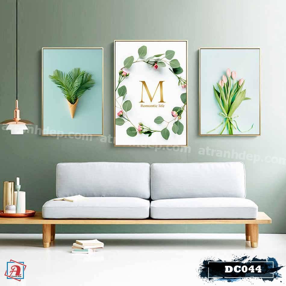 Bộ 3 tranh canvas treo tường Decor Hoa lá phong cách scandinavian – DC044