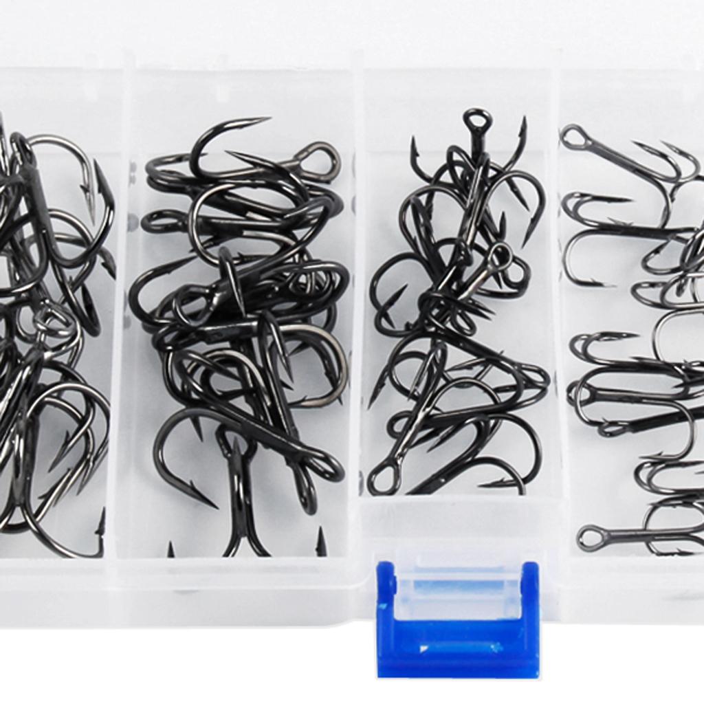 50pcs High Carbon Steel Fishing Hooks Treble Jig Hooks Fishhook Accessories