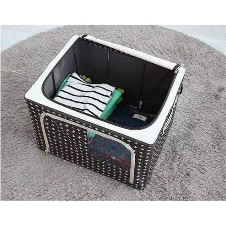 Hộp vải đựng đồ HG01 đa năng, thùng đựng quần áo chăn màn bằng khung inox chắc chắn