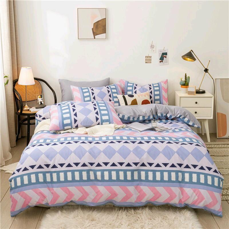 Bộ chăn ga Cotton thổ cẩm tím lạ mắt mâu mới - Hàng nhập khẩu