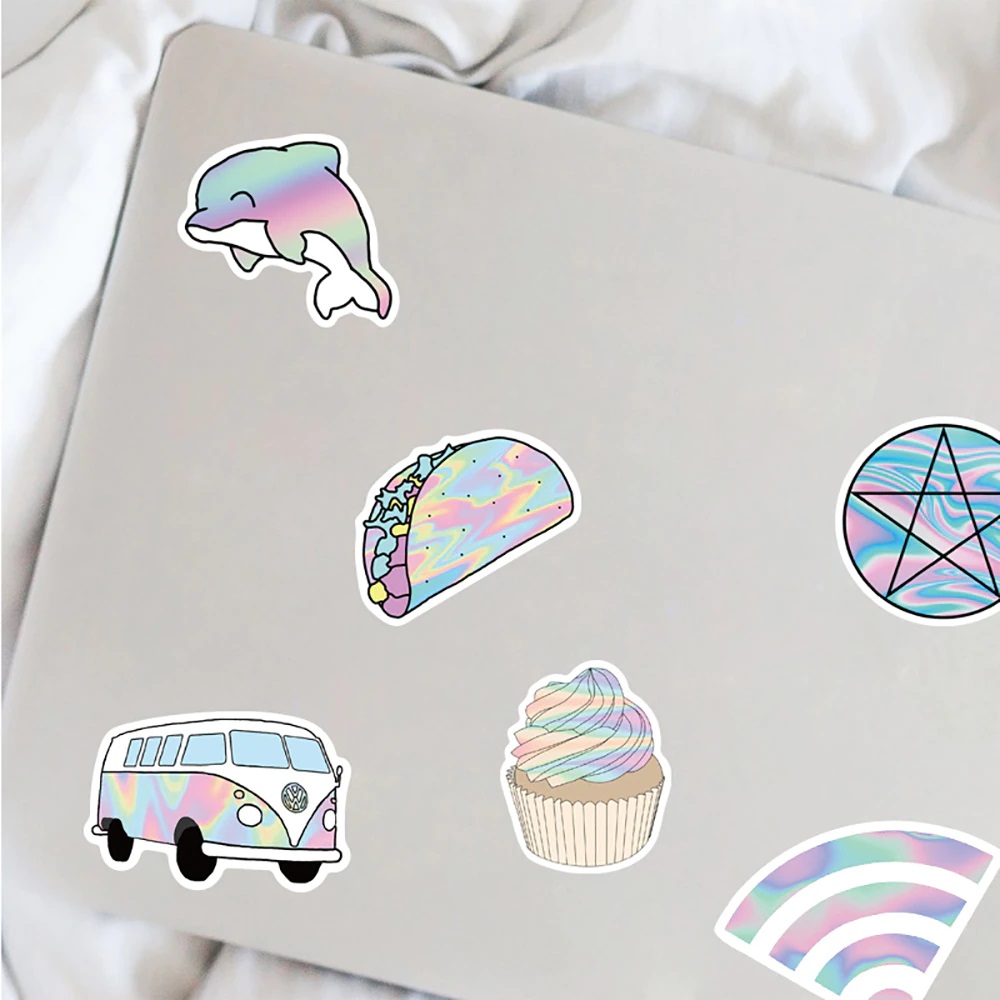 Bộ sticker Gradient trang trí mũ bảo hiểm, laptop, ván trượt, sổ tay, note book, laptop