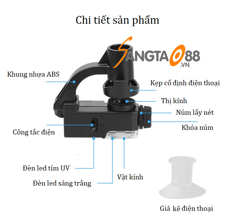 Kính lúp cầm tay 90x có đèn hỗ trợ sửa chữa đa năng cao cấp