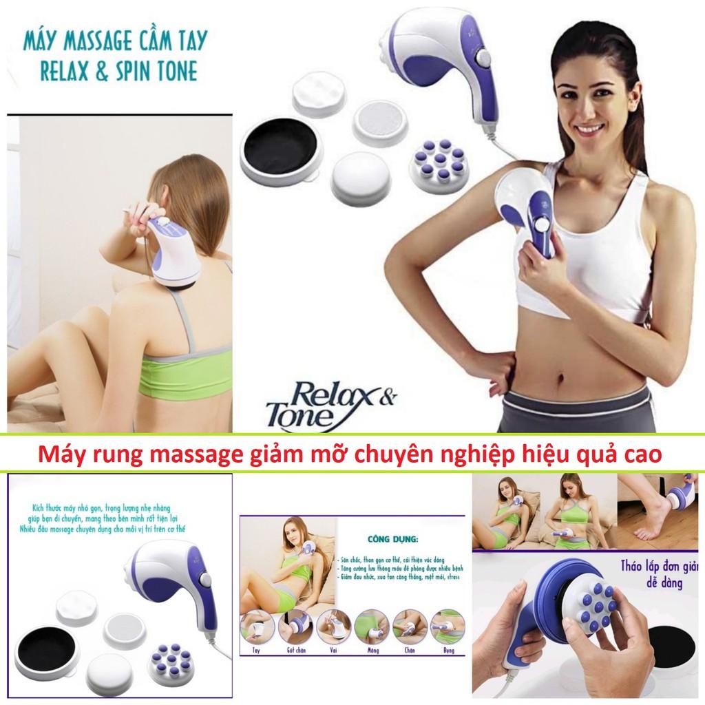 Máy massage toàn thân Relax &amp; Spin Tone kèm 5 đầu rung giảm mỡ bụng hiệu quả tại nhà