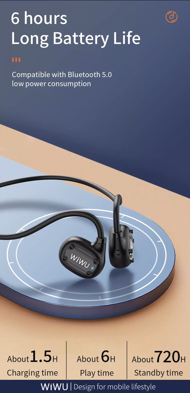 Tai Nghe Không Dây Thể Thao Wiwu Marathon SE Dành Cho Các Thiết Bị Có Bluetooth Chất Lượng Âm Thanh Cao, Uốn Cong 360 Độ - Hàng Chính Hãng