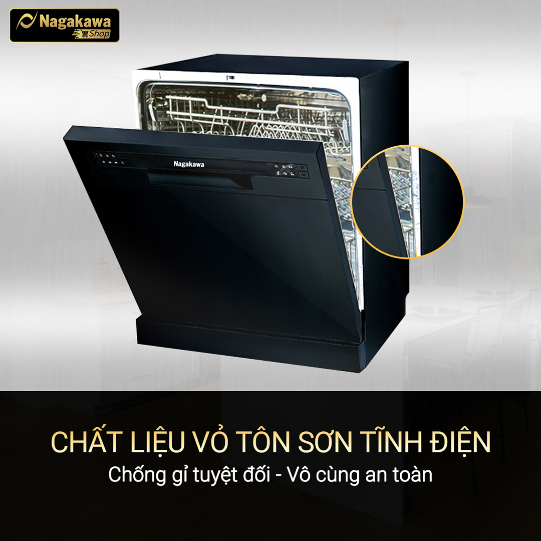 Hình ảnh Máy rửa bát 8 bộ cao cấp Nagakawa NK8D01M - Made in Malaysia - Hàng chính hãng