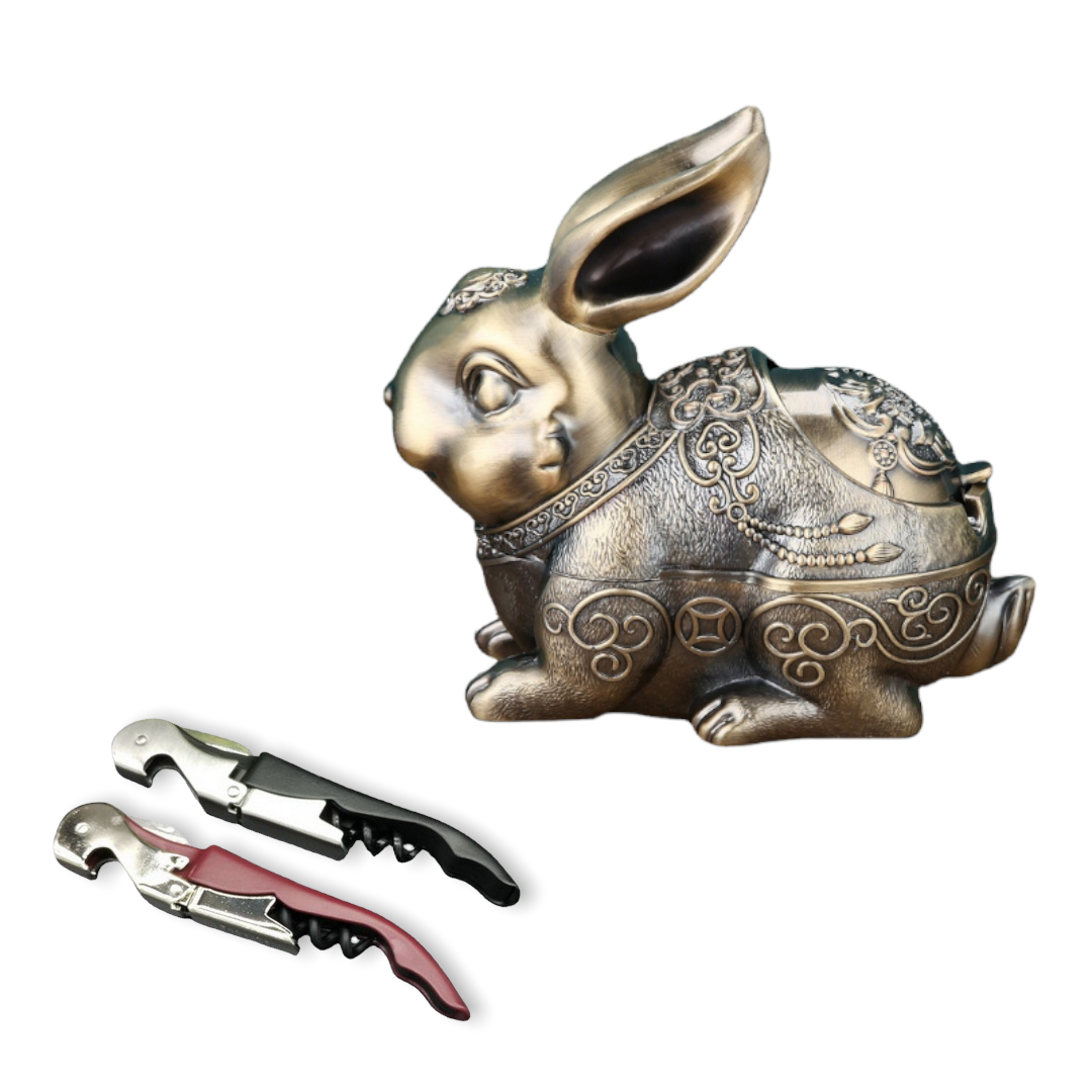 gạt tàn thuốc hình con thỏ bằng đồng ( tặng kèm mở đa năng ( 3in1)