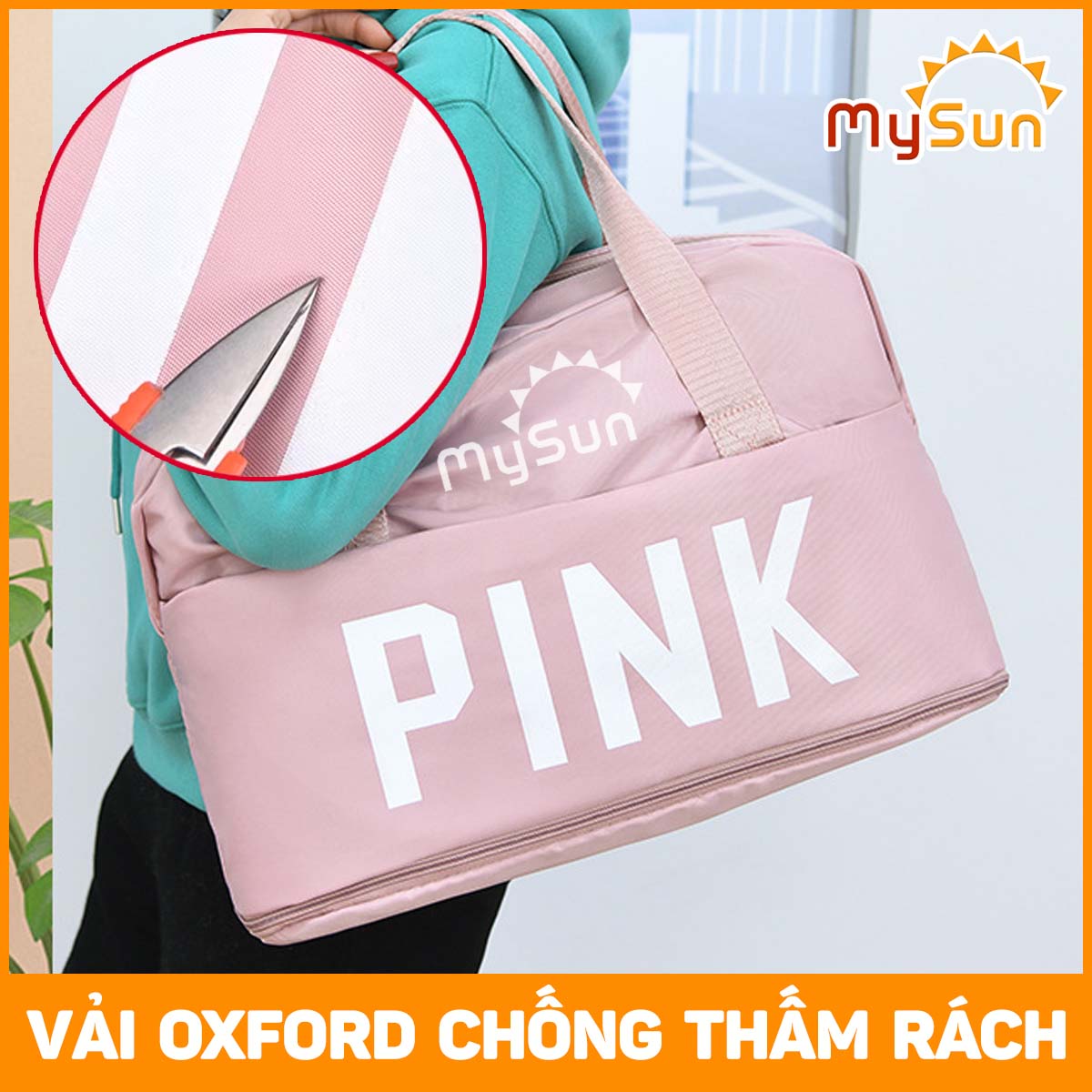 Túi du lịch 2 tầng cỡ lớn chống nước siêu nhẹ cho nam nữ chính hãng cao cấp MySun PINK