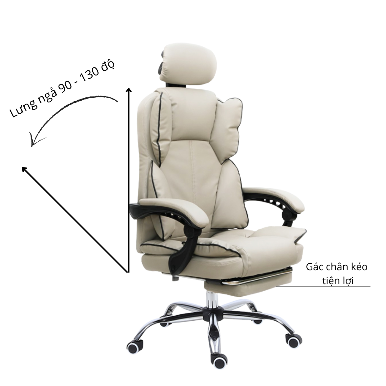 Ghế làm việc tại nhà cao cấp Ghế xoay giám đốc có gác chân thư giãn nhập khẩu CR4105-P Relaxing Office Chair