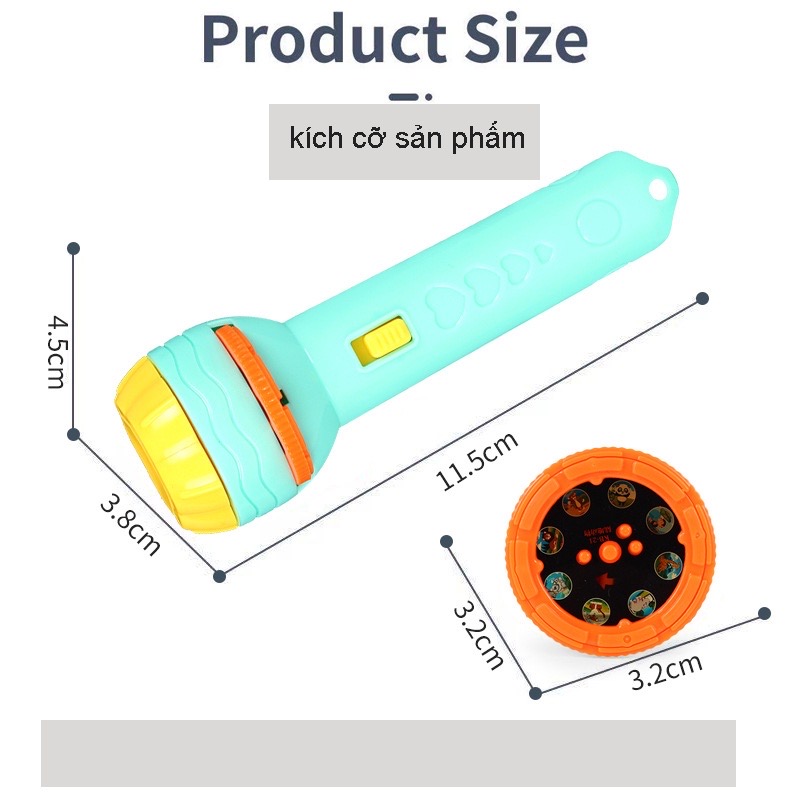 Đồ Chơi Đèn Pin Chiếu Hình 80 Hình Động Vật Hoa Quả Phương Tiện Giao Thông - Mộc Nhiên