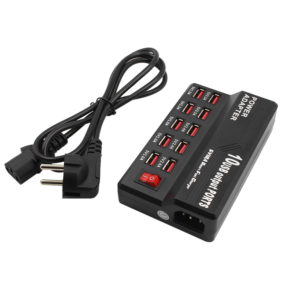 Ổ Cắm Điện 10 Cổng USB Ac Sang DC Tốc Độ Cao Đa Chức Năng Cho Điện Thoại Thông Minh