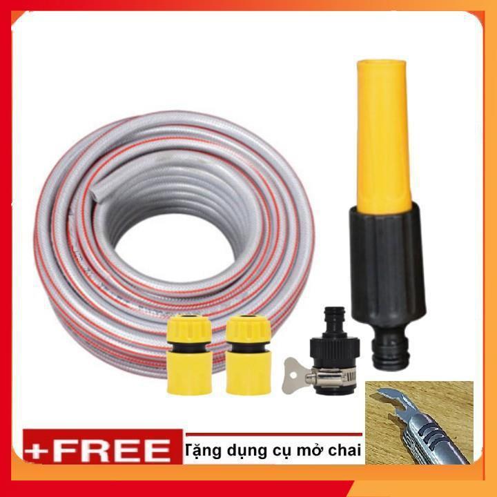 Bộ dây vòi xịt nước rửa xe, tưới cây . tăng áp 3 lần, loại 20m 206622-5 cút sập, + tặng mở chai