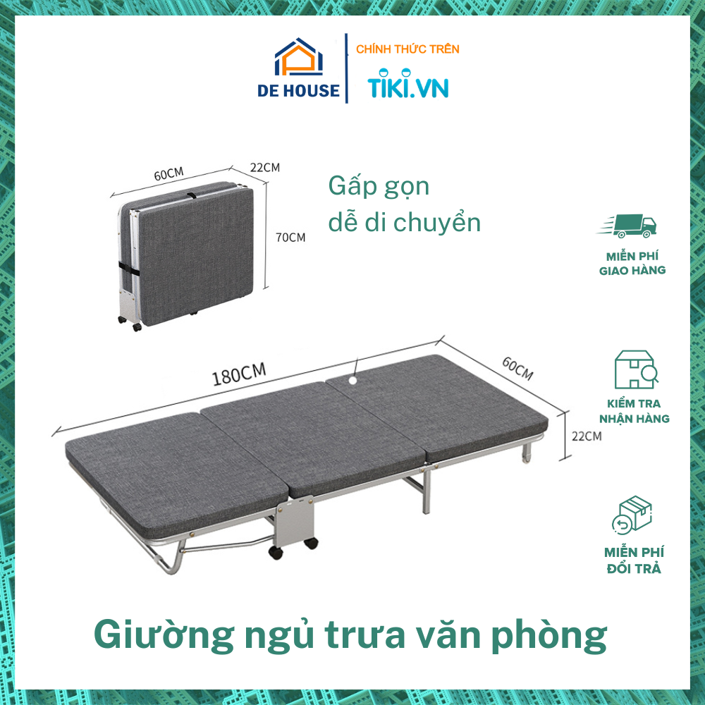 Giường Ngủ Văn Phòng Gấp gọn 23116 - Giường Gấp Di Động Thông Minh, Giường Đơn Sinh Viên, Bệnh Viện, Gia Đình