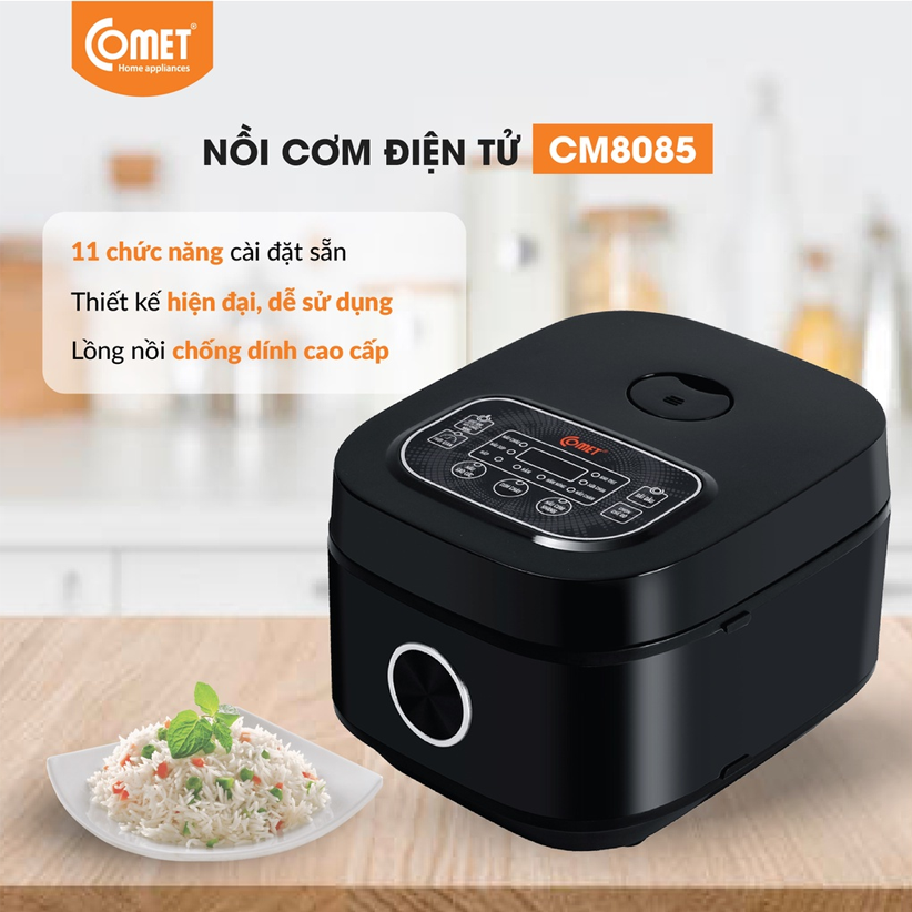 Nồi cơm điện tử COMET 1,2 lít CM8085 lòng nêu - Hàng chính hãng