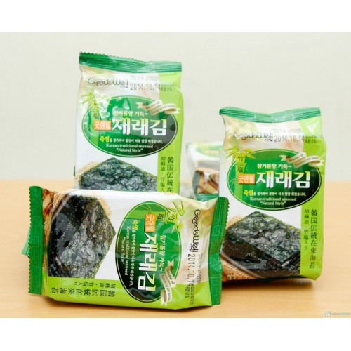 Rong biển snack cuộn kẹp cơm vị tự nhiên muối tre truyền thống Good&amp;Well (1 lốc - 3 Gói) - Combo 03 Lốc