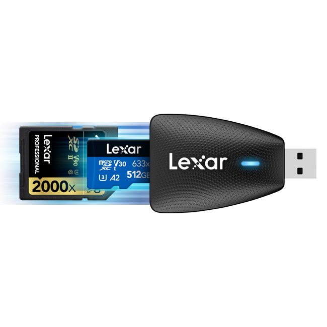 Đầu đọc thẻ 2 trong 1 USB 3.1 Lexar LRW450UB, tương thích thẻ SD/ microSD, tốc độ đọc lên đến 312Mb/s - Hàng chính hãng, Bảo hành 2 năm
