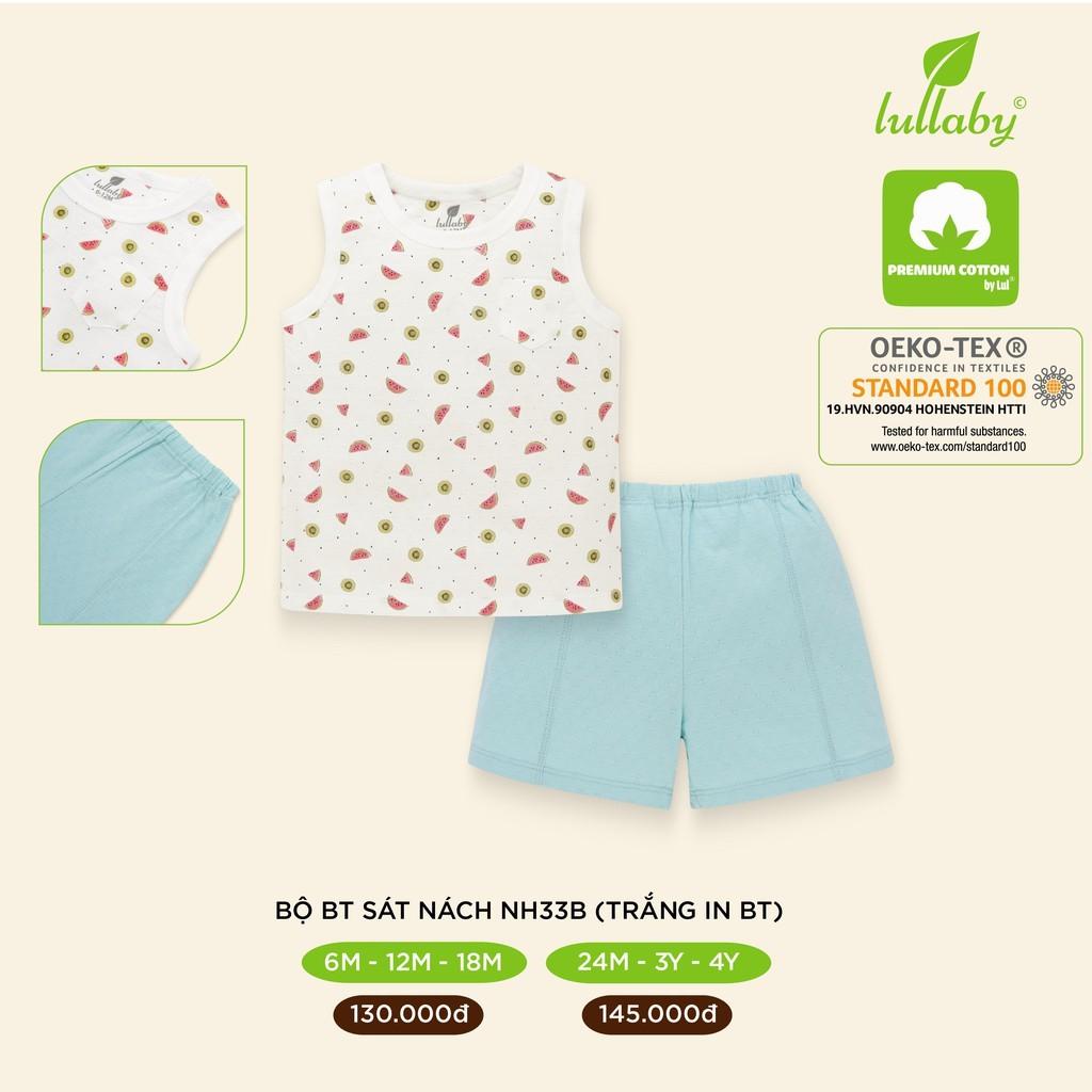 Bộ sát nách Lullaby cotton vân thoáng NH33B , bộ ba lỗ bé trai cao cấp chính hãng