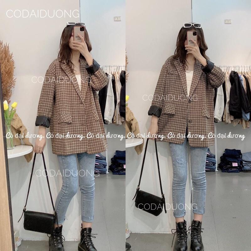 Áo blazer dạ kẻ túi nắp mã B24