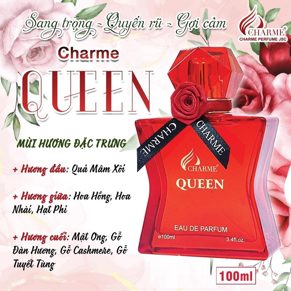 Nước Hoa CHARME Nữ CHARME QUEEN Mùi Hương Nồng Nhiệt Tươi Mát Của Hoa Hồng Và Mật Ong Tỏa Hương Dài Lâu 100ml