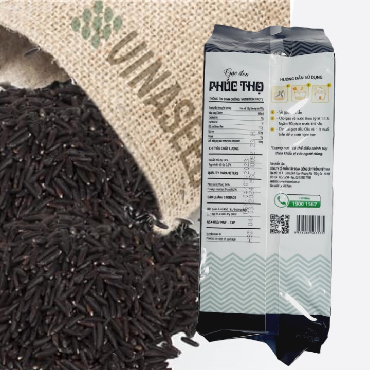 Hộp 01kg Gạo Phúc Thọ đen - Tốt cho tim mạch và tiểu đường