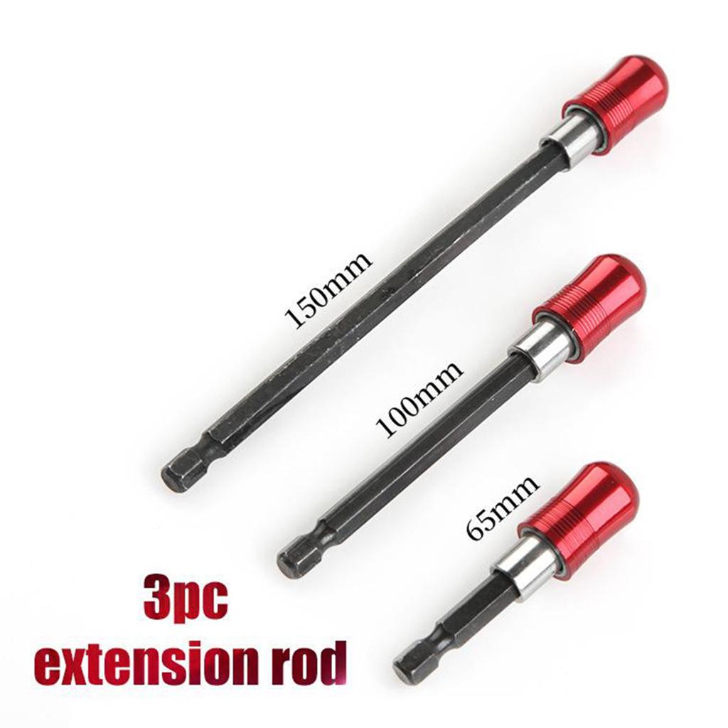 1/4" Hex Shank Quick Release Magnetic Holder Extension 3pcs Red