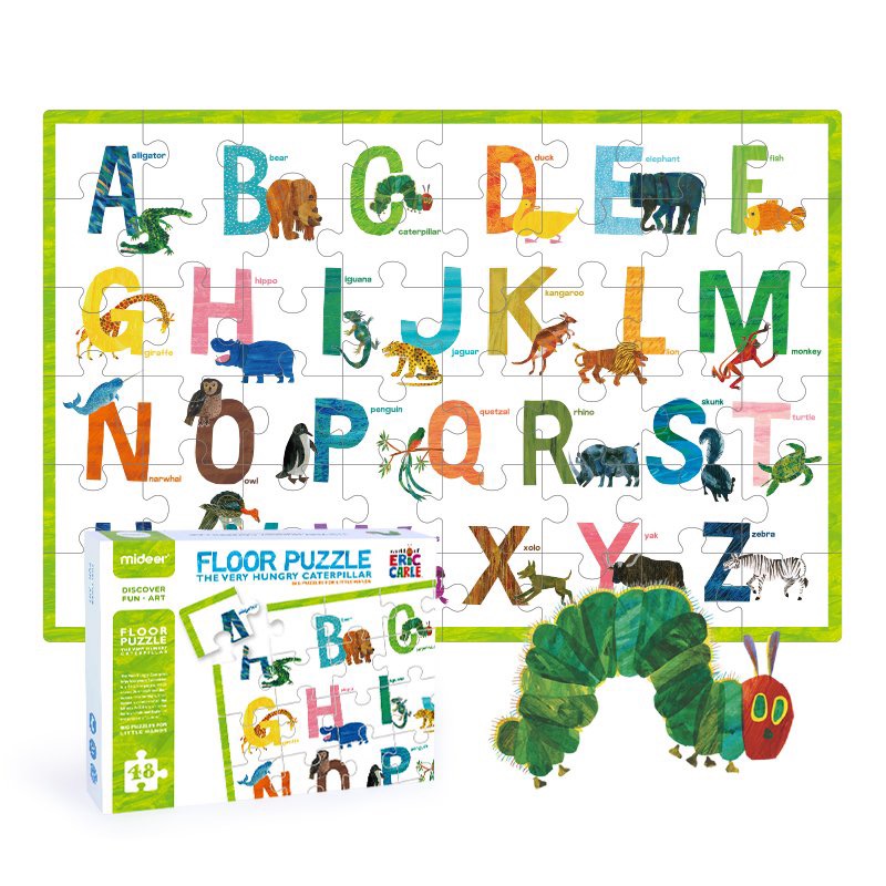 Đồ chơi xếp hình Mideer Floor Puzzle - Bảng Ghép Chữ Cái Tiếng Anh Phiên Bản Chú Sâu Háu Ăn (Dành Cho Bé Từ 3 Tuổi)