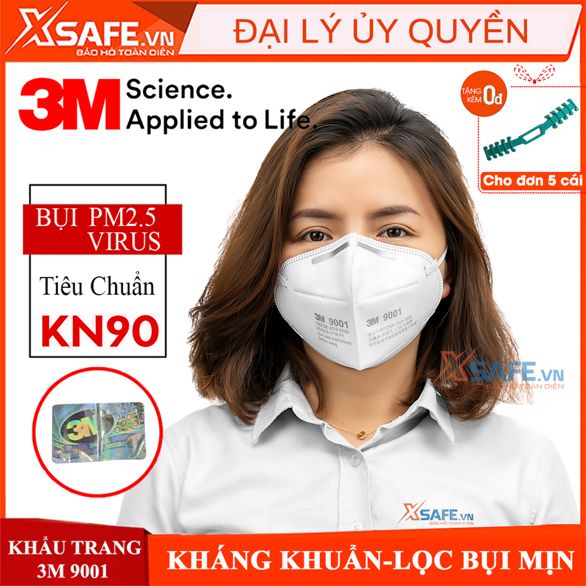 Khẩu trang y tế 3M 9001 Khẩu trang 3D kháng khuẩn, chống bụi mịn, phòng dịch, khẩu trang 3M - Sản phẩm chính hãng