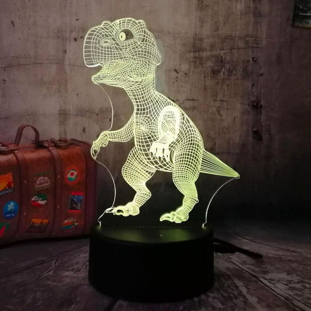 Dinosaur 3D LED Night Light Touch Remote Table Desk Illusion Lamp Kids Gifts