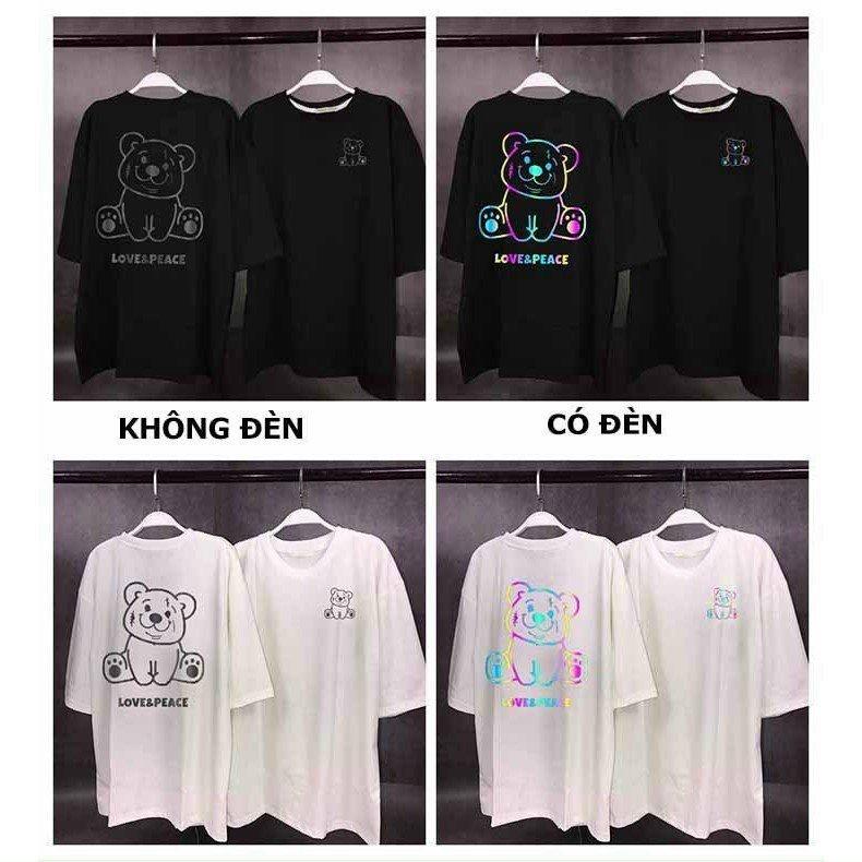 Áo thun phản quang 7 màu in chú gấu cute LOVE PEACE sau áo,phong cách năng động đáng yêu,Áo Thun Tay Lỡ Phản Quang 7 Màu Love Myself
