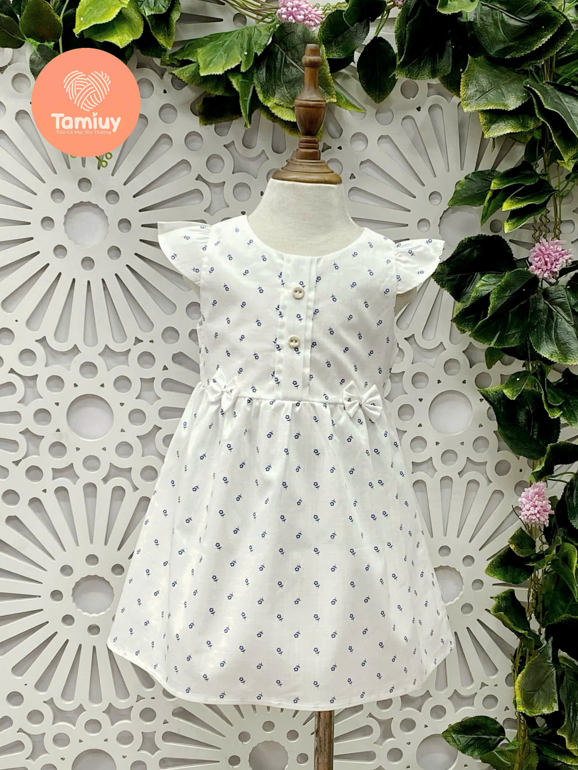 Đầm Xoè Bé Gái  Tamiuy Thêu Trụ Tay Cánh Tiên Size 10-40 kg