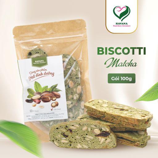 Bánh ăn kiêng HAVANA - Bánh Biscotti vị trà xanh nguyên cám không đường- gói 100g