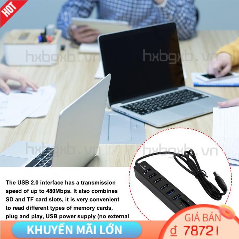 Cable Hub USB 2 0 6 Ports Wire Splitter High-speed Computer Power Cord Adapter with TF SD Card Reader